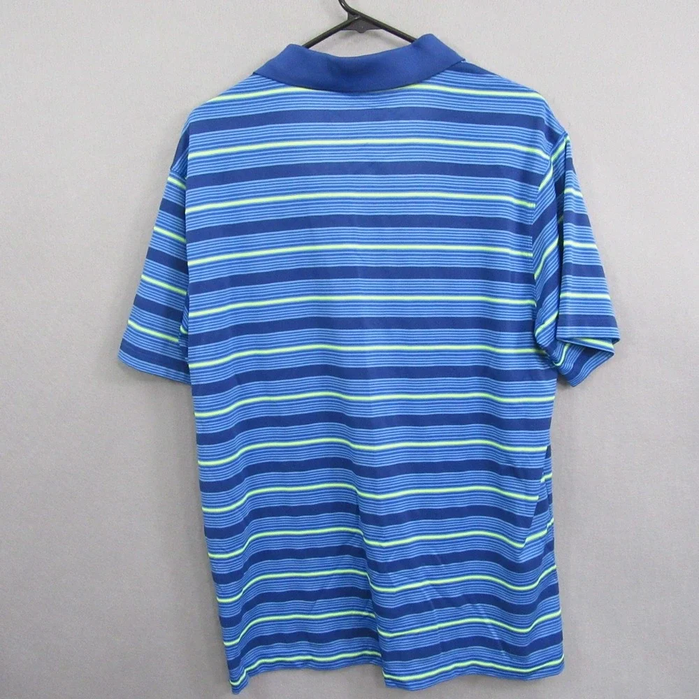 Nike Mens Golf Polo Shirt L Blue Striped Tour Performance Dri Fit‎ Sports